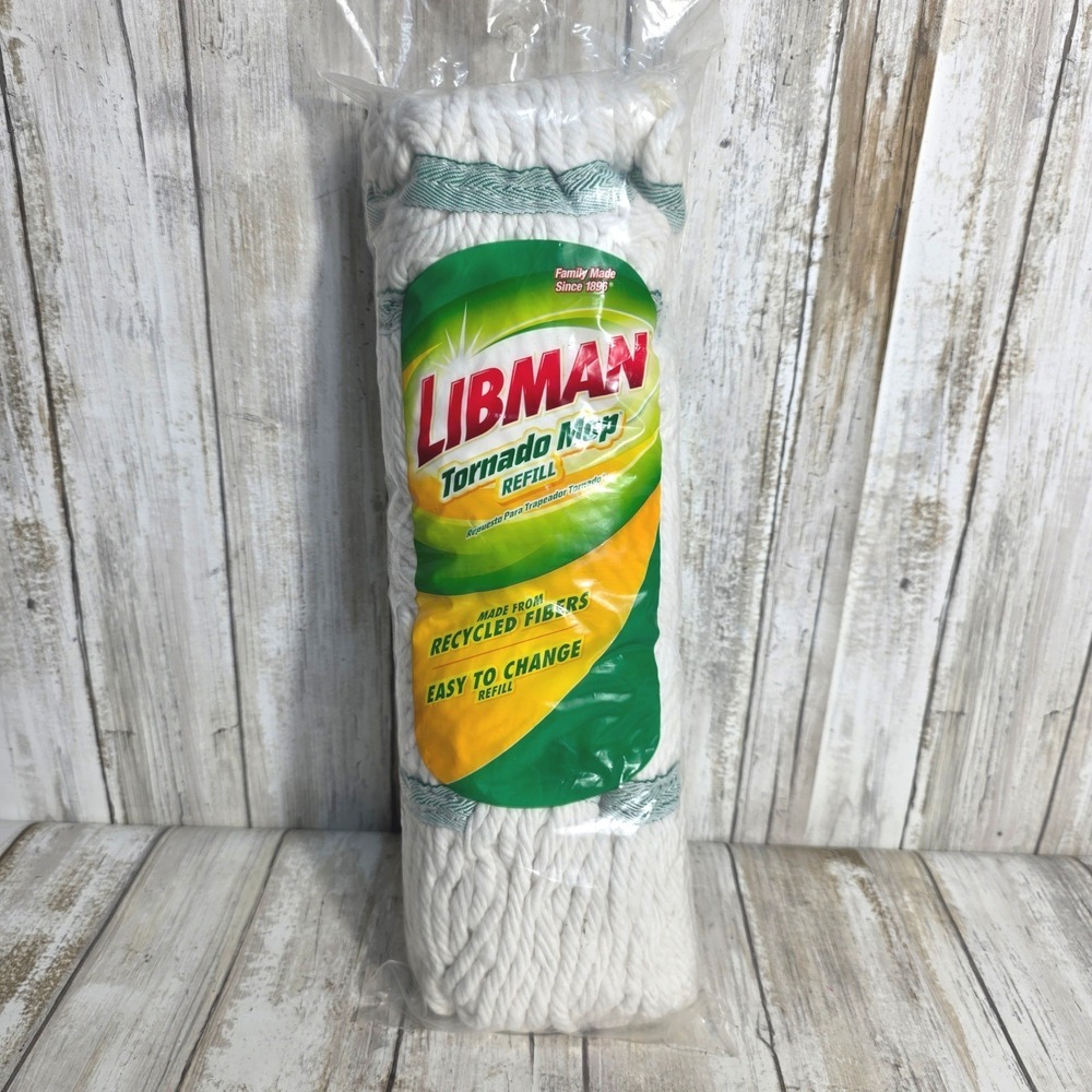Libman Cotton Mop Head Refill White Green Heavy Duty Multi-Surface Cleaning